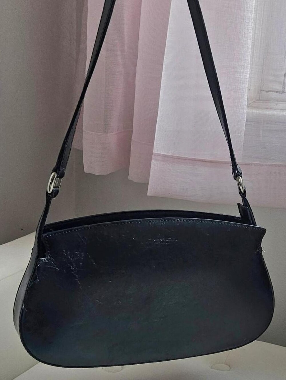 Tosca Blu Italian Black Leather Shoulder Bag